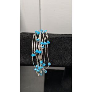 Blue Sleeping Beauty Turquoise Liquid Silver Bracelet 8”